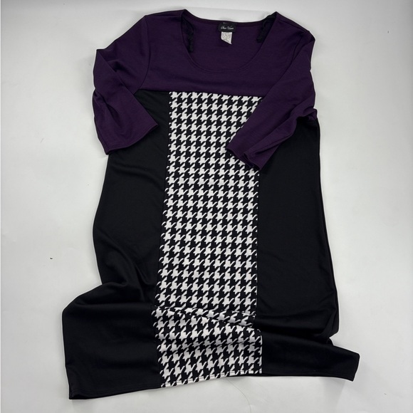 Star Vixen Tops - Star Vixen Purple and Black Houndstooth Tunic